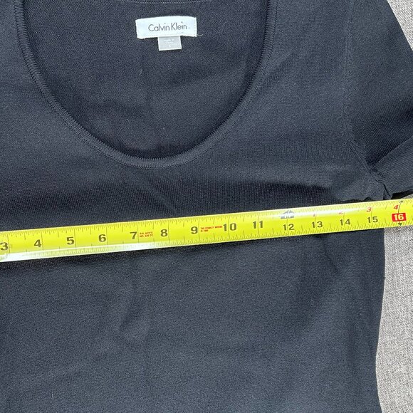 Calvin Klein Sheath Dress Women's Small Shag Fringe Trim Knit Black Party NWT - Picture 11 of 16